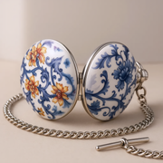 Montre à Gousset "Bleu Royal" - Porcelaine & Squelette Mécanique