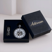 Montre à Gousset Squelette "Azur" - Acier & Aiguilles Bleuies