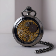 Montre à Gousset Squelette "Obsidienne" - Mécanique Noire