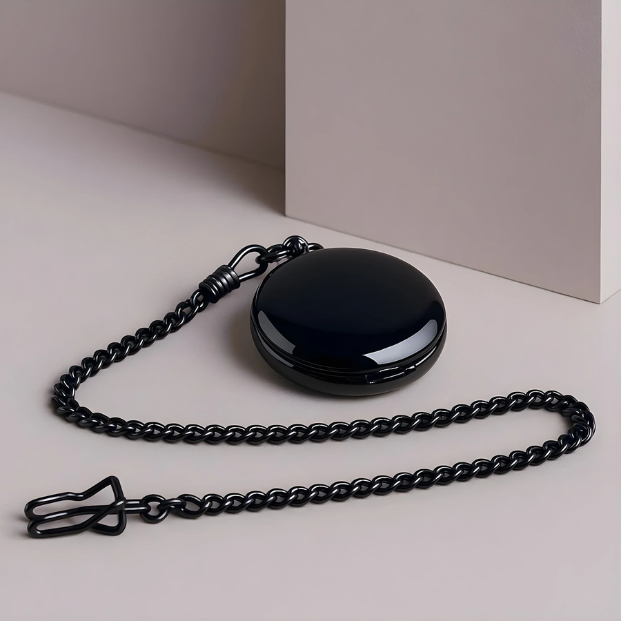 Montre à Gousset "Nocturne" - Noir Ébène & Mouvement Quartz