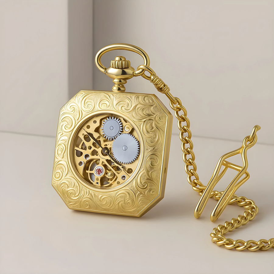 Montre à Gousset "Octogone" - Squelette Mécanique Or