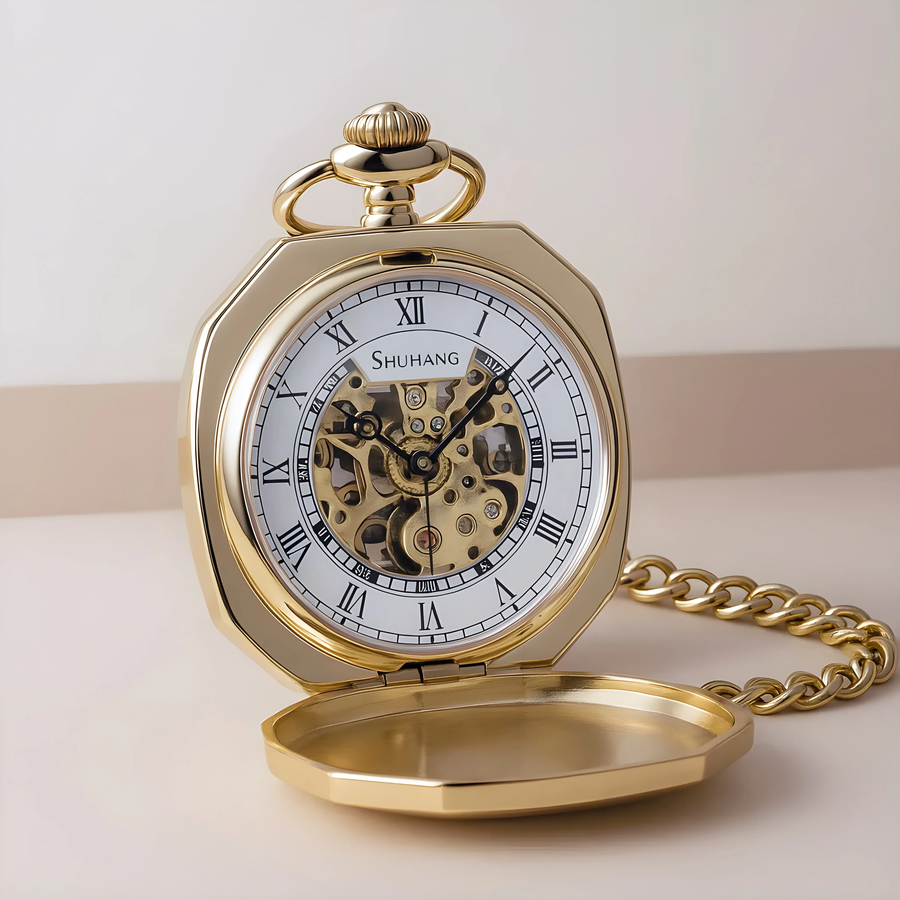 Montre à Gousset "Octogone" - Squelette Mécanique Or