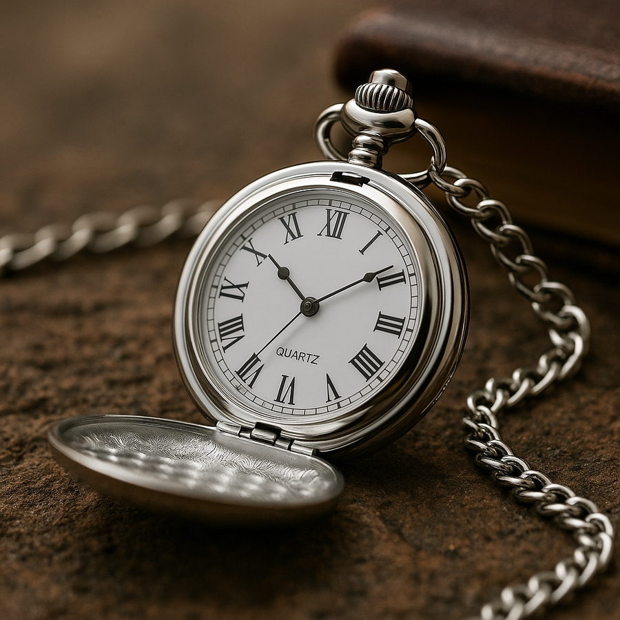 Montre à Gousset "L'Essentiel" - Argent Poli & Mouvement Quartz