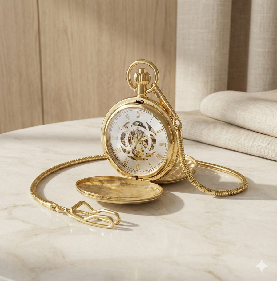 Montre à Gousset Mécanique "L'Horloger d'Or" – Cadran Squelette