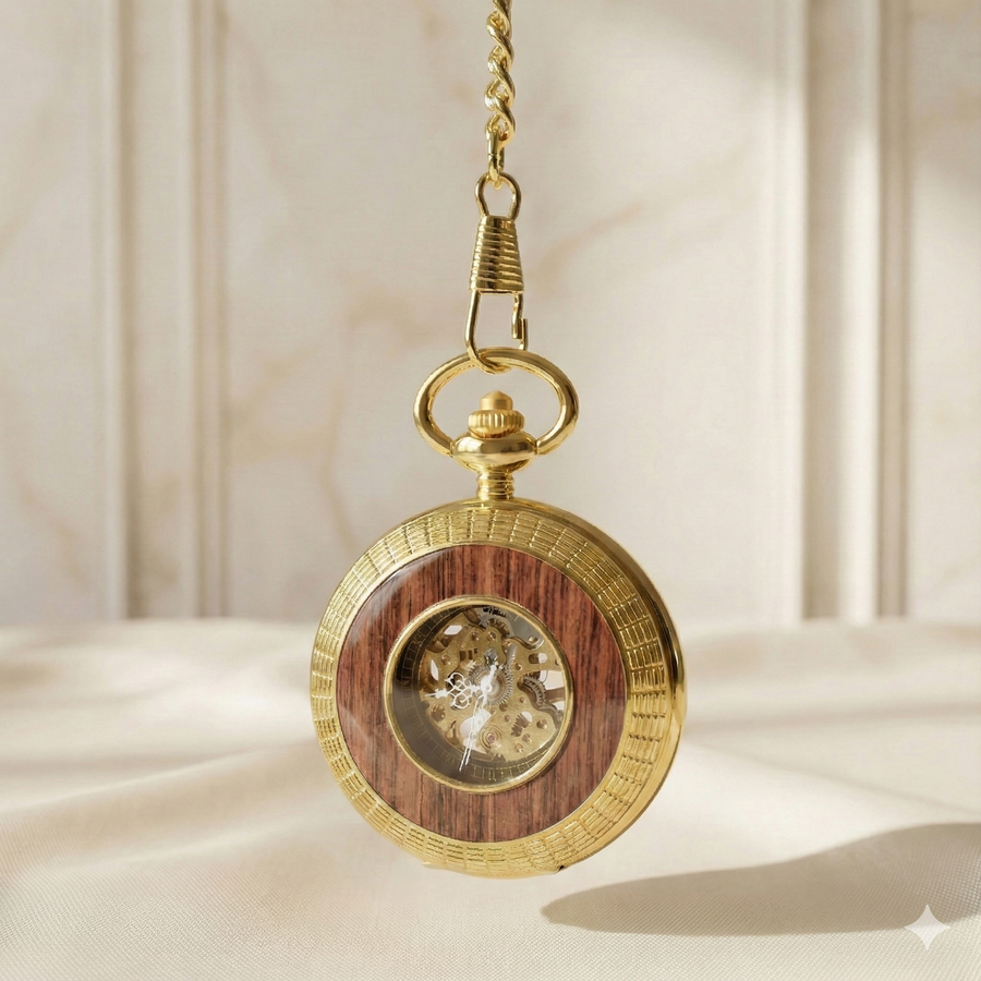 Montre à Gousset "Viking" – Mouvement Mécanique Squelette – Style Vintage